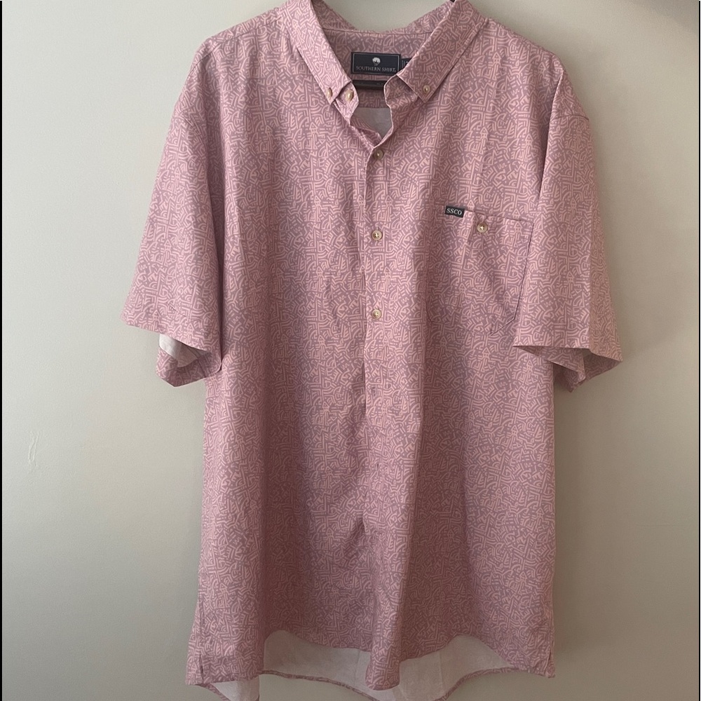 2XL Southern Shirt Light Pink Button Up